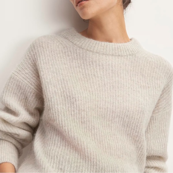 Everlane The Alpaca Crew Sweater in Almond - Picture 2 of 7